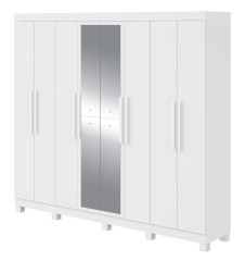 Roupeiro Lopas Andara Soft 8 Portas 4 Gavetas Com Espelho Branco
