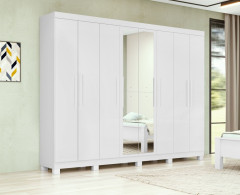 Roupeiro Lopas Andara Soft 8 Portas 4 Gavetas Com Espelho Branco