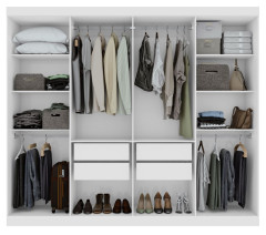 Roupeiro Lopas Andara Soft 8 Portas 4 Gavetas Com Espelho Branco