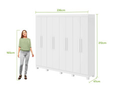 Roupeiro Lopas Andara Soft 8 Portas 4 Gavetas Com Espelho Branco