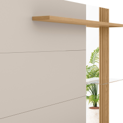 Painel Home Linea Maragogi Ripado 2 Portas Com Prateleira em Vidro Carvalho Off White