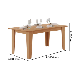 Mesa Tais 1,60cm 6 Cadeiras Star Freijo Tuboarte 
