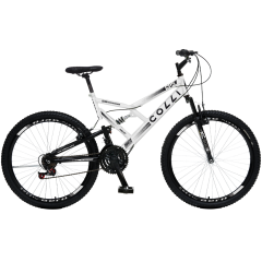 Bicicleta Colli GPS Aro 26 - 21 Velocidades Suspensao Dupla Branca