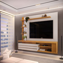 Painel Marin DJ Moveis 1.60cm Para TV de Até 55 Polegadas Bali Cedro