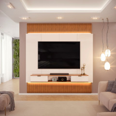 Painel Extensível Hit DJ Moveis 2.29cm Para TV de Até 85 Polegadas Freijo Off White