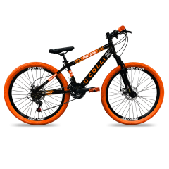 Bicicleta Colli Grau Aro 26 - 21 Velocidades Preta Vermelha Pneus Coloridos Freios a Disco