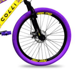 Bicicleta Colli Grau Aro 26 - 21 Velocidades Preta Vermelha Pneus Coloridos Freios a Disco