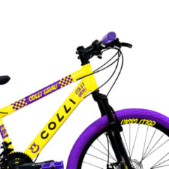 Bicicleta Colli Grau Aro 26 - 21 Velocidades Preta Vermelha Pneus Coloridos Freios a Disco