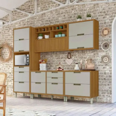 Cozinha modulada Nesher Imperatriz 5 peças com Nicho Forno - Freijó/Off White