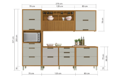 Cozinha modulada Nesher Imperatriz 5 peças com Nicho Forno - Freijó/Off White