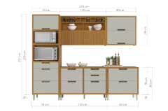 Cozinha modulada Nesher Imperatriz 5 peças com Nicho Forno - Freijó/Off White