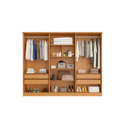 Roupeiro Bianchi Nina 6 Portas Com Espelho Nature Off White
