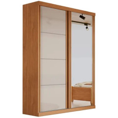 Roupeiro Buzios Bianchi com Espelho 2 Portas 2 Gavetas  Naturale Off White