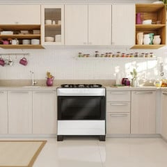 Fogão Mueller Branco 5 Bocas com Mesa de Vidro e Acendimento Automático MFV5BB