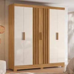 Roupeiro Valenca Moval 6 Portas 2 Gavetas Freijo Off White