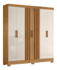Roupeiro Valenca Moval 6 Portas 2 Gavetas Freijo Off White