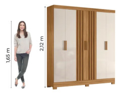 Roupeiro Valenca Moval 6 Portas 2 Gavetas Freijo Off White