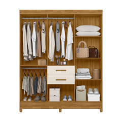 Roupeiro Malta Moval 7 Portas 2 Gavetas Freijo Off White