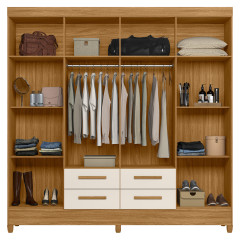 Roupeiro Florida Moval 8 Portas 4 Gavetas Freijo Off White