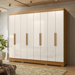 Roupeiro Diplomata Moval 8 Portas 4 Gavetas  Freijo Off White 