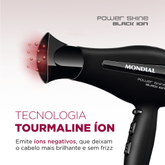 Secador de Cabelos Mondial Power Shine Black Íon 2000W SC-13 220V