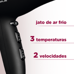 Secador de Cabelos Mondial Power Shine Black Íon 2000W SC-13 220V