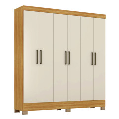 Guarda-Roupa Casal Prático Demóbile 6 Portas 3 Gavetas Cinamomo Off White
