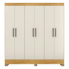 Guarda-Roupa Casal Prático Demóbile 6 Portas 3 Gavetas Cinamomo Off White