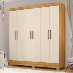 Guarda-Roupa Casal Prático Demóbile 6 Portas 3 Gavetas Cinamomo Off White