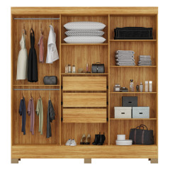 Guarda-Roupa Casal Prático Demóbile 6 Portas 3 Gavetas Cinamomo Off White