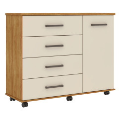 Cômoda Flora Démobile 4 Gavetas 1 Porta Cinamomo Off White