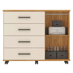 Cômoda Flora Démobile 4 Gavetas 1 Porta Cinamomo Off White