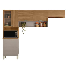 Kit Cozinha Compacta Alba Demóbile 6 Portas Amendoa Nude