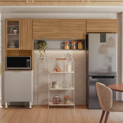 Kit Cozinha Compacta Alba Demóbile 6 Portas Amendoa Nude
