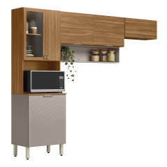 Kit Cozinha Compacta Alba Demóbile 6 Portas Amendoa Nude