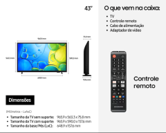 Smart TV Samsung 43 Polegadas Full HD F6000F LS43F6000FGXZD