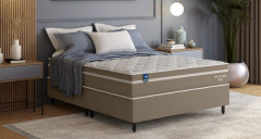 Conjunto Box Plumatex Durospring P Uno Casal Bege 138x188x30cm 