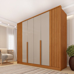 Guarda-Roupa Guarani 6 Portas Tcil – Ripado Cinamomo/Off White