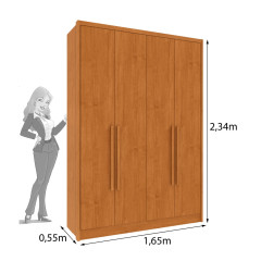 Roupeiro Tcil Dinamarca 4 Portas 2 Gavetas Neve