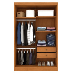 Roupeiro Firenze 2 Portas de Correr 2 Gavetas + Espelho Cinamomo Off