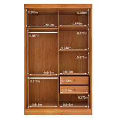 Roupeiro Firenze 2 Portas de Correr 2 Gavetas + Espelho Cinamomo Off