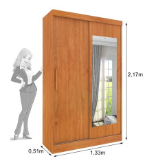 Roupeiro Firenze 2 Portas de Correr 2 Gavetas + Espelho Neve