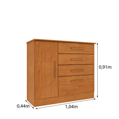 Cômoda Tcil Chicago 4 Gavetas 1 Porta Cinamomo Off