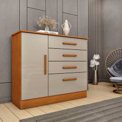 Cômoda Tcil Chicago 4 Gavetas 1 Porta Cinamomo Off