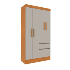 Roupeiro Tcil Oregon 4 portas 2 Gavetas Cinamomo Off