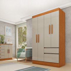 Roupeiro Tcil Oregon 4 portas 2 Gavetas Cinamomo Off