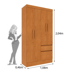 Roupeiro Tcil Oregon 4 portas 2 Gavetas Cinamomo Off