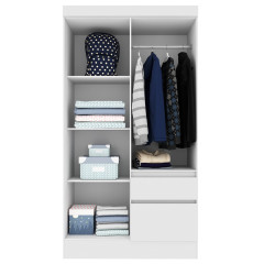 Roupeiro Tcil Oregon 4 portas 2 Gavetas Neve