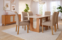 Mesa Cimol Móveis Valentina 6 Cadeiras Nicole Cinamomo Off 