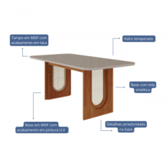 Mesa Cimol Móveis Valentina 6 Cadeiras Nicole Cinamomo Off 